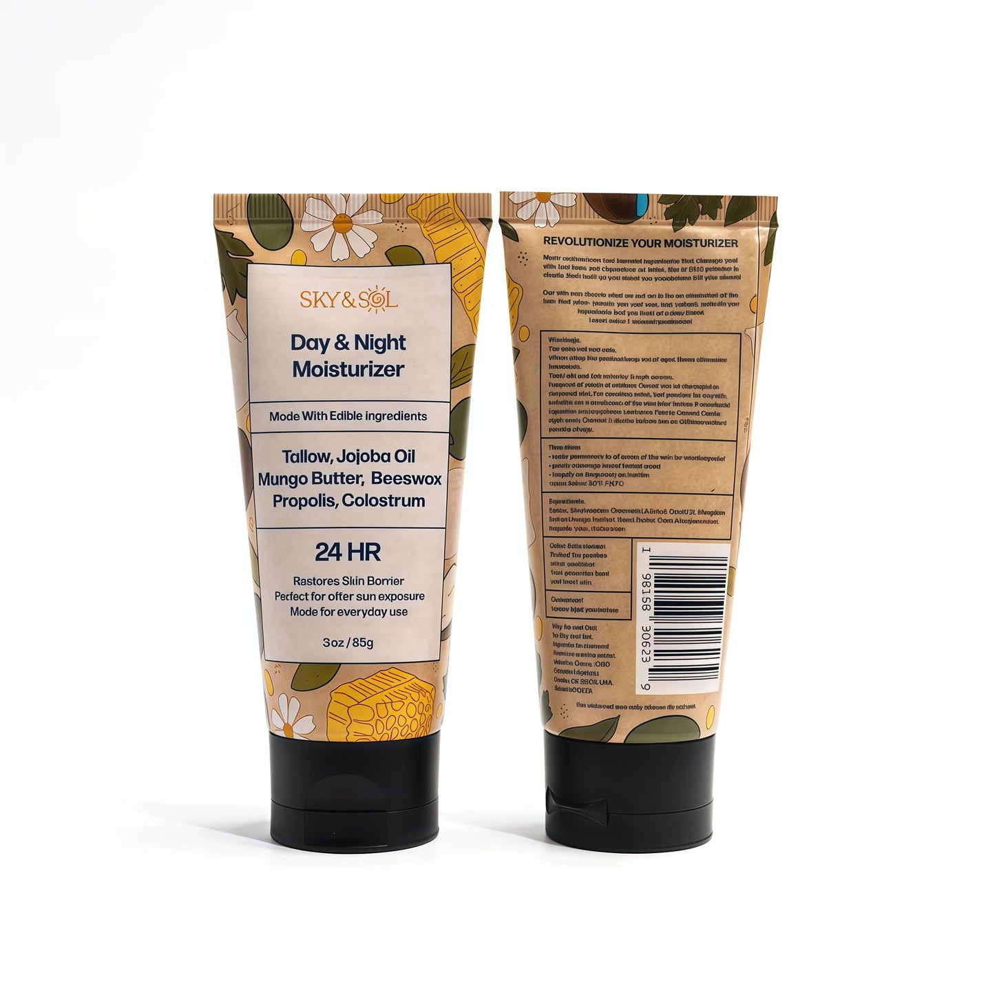Sky and Sol Everything Cream | 100% Grass Fed Beef Tallow Moisturizer for Face and Body | Day & Night Skincare | Safe Natural Ingredients | After-Sun Care | All Skin Types | 3 oz